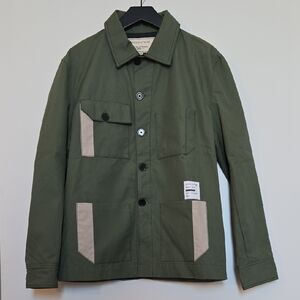 Maison Kitsune Mens Olive Green Coat Mediun